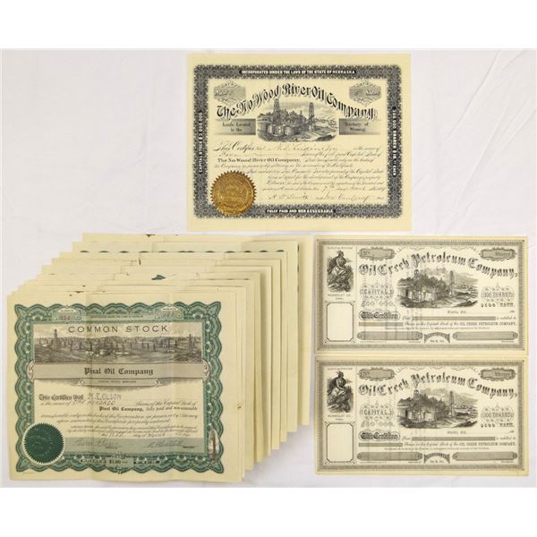 Western Oil Exploration Stock Certificates, Wyoming, California & Arizona, 1860s to 1930