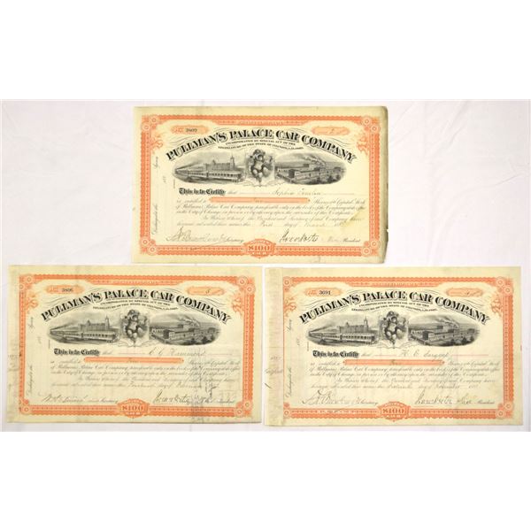 IL. Pullman's Palace Car Co., 1881 to 1882, I/C Stock Trio Signed by Horace Porter.