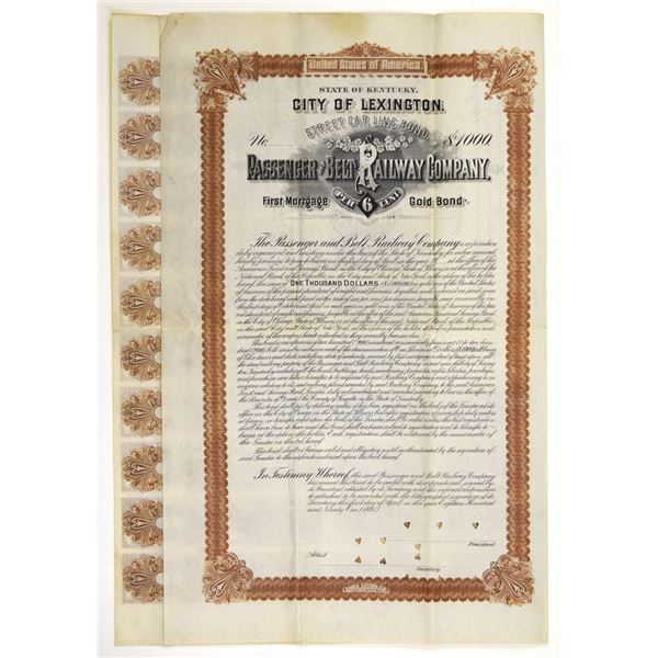 KY. Passenger and Belt Railway Co., 1891, Specimen Bond.