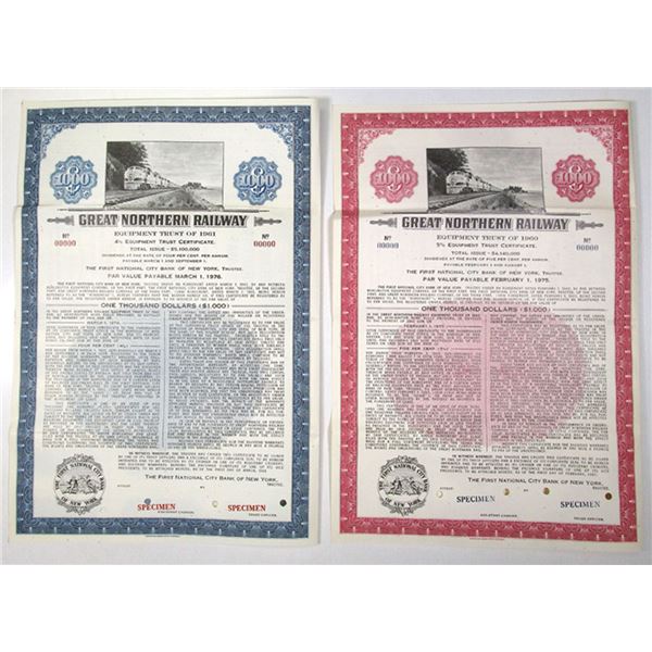 Great Northern Railway Equipment Trust, 1960 to 1961 Specimen Bond Pair