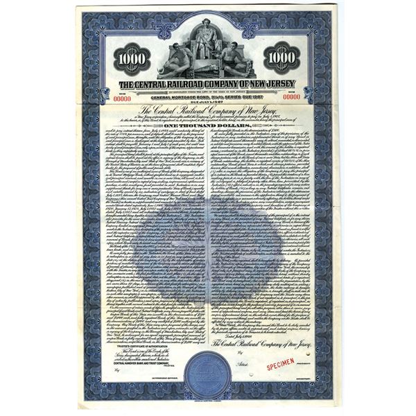 NJ. Central Railroad Co. of New Jersey, 1949 Specimen Bond