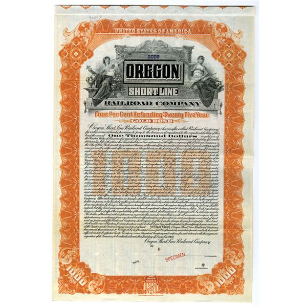 OR. Oregon Short Line Railroad Co., 1904, Specimen Bond.