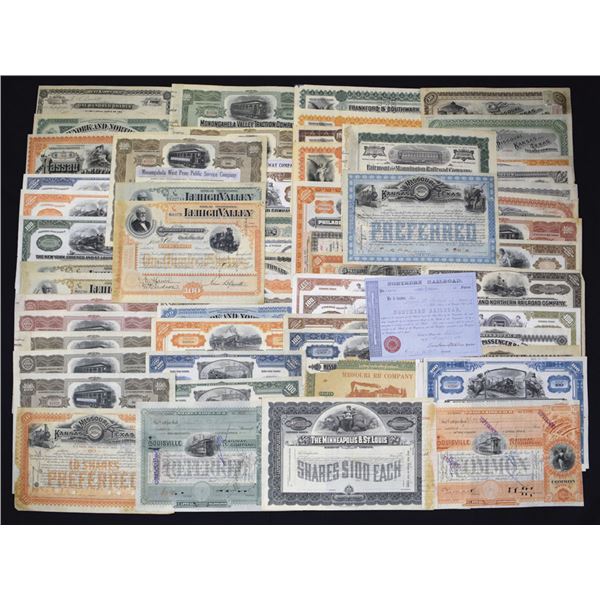 PA. WV. Railroad and Traction Stock and Bond Collection, ca.1860s to 1950s.