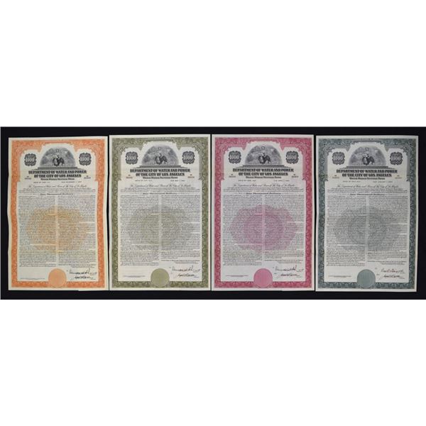 Department of Water and Power of the City of Los Angeles Specimen Bond Quartet, ca.1949-1954