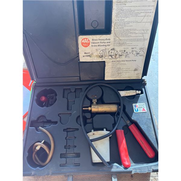 MAC tools model MV 5000 brass heavy duty, vacuum pump and brake bleeding kit