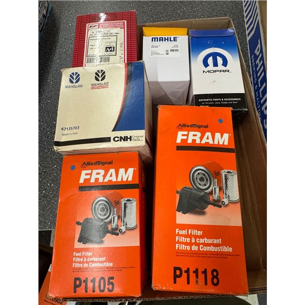 New Holland, FRAM, Mopar fuel filter filters, and oil filters