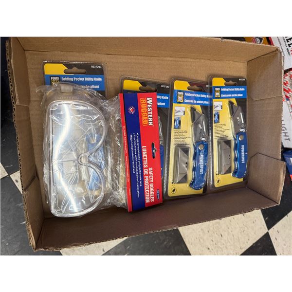 Power fist blades and safety goggles