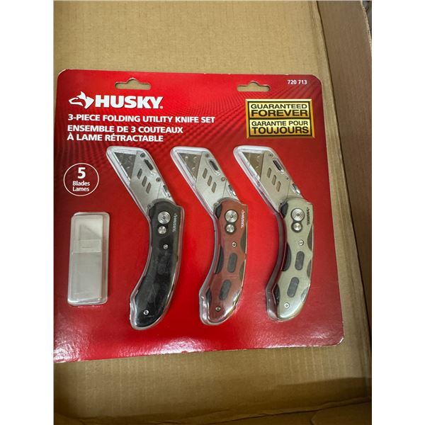 Husky three-piece folding utility knife set