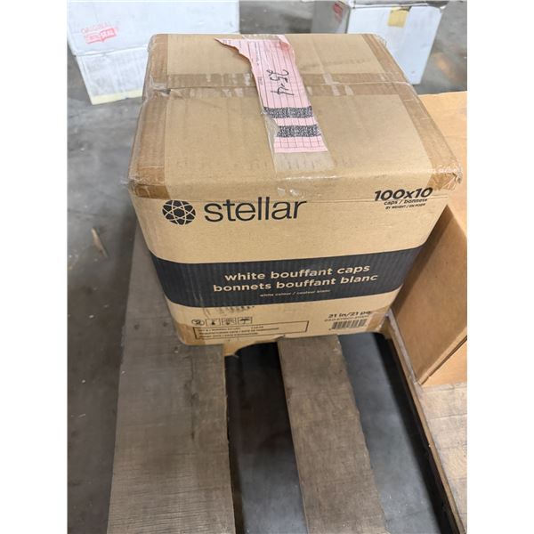 Sealed box White BOUFFANT caps