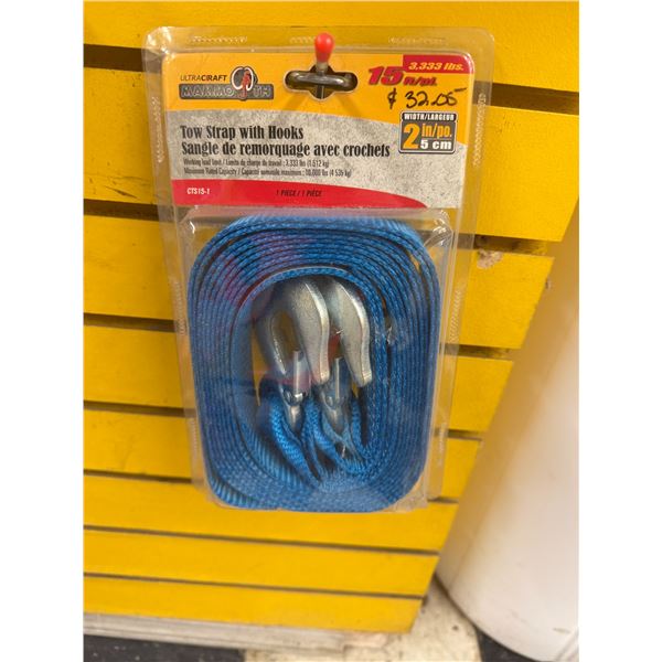 Tow strap with hooks