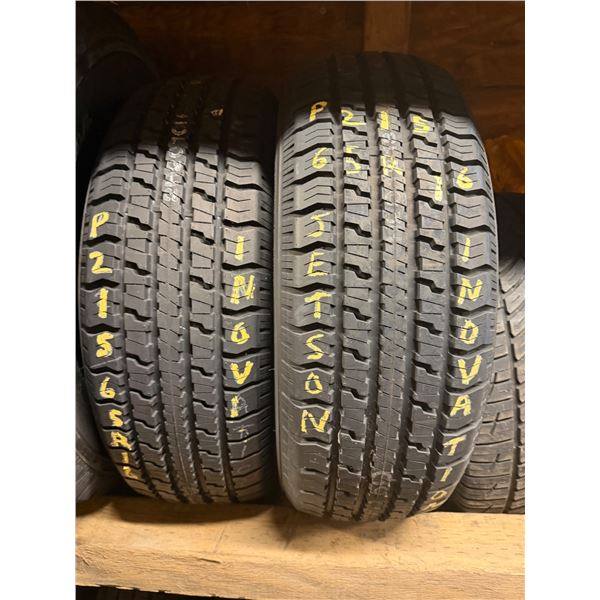 Set of 2 jet ZON tires MNS P215/65 or 16