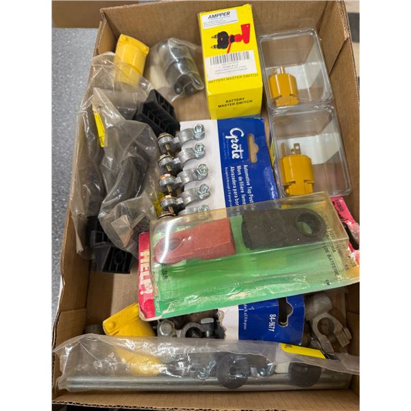Battery terminals, electrical plugs, battery master switch, etc.