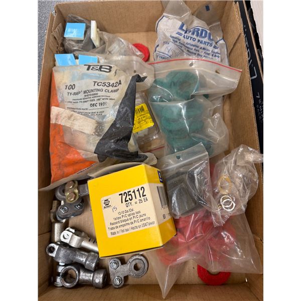 Battery terminal items, counting clamp, yellow PVC splice lock