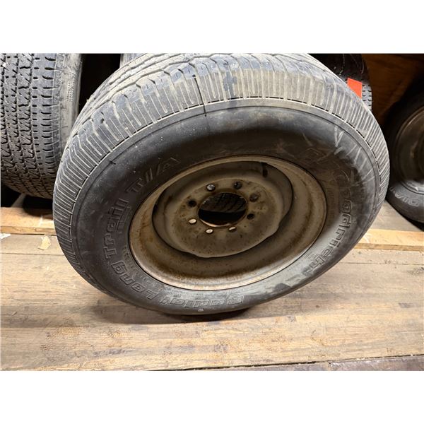 Three single tires on rims