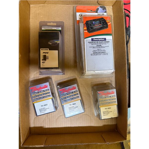 Trailer converter, electric trailer, brakes, and five way flat