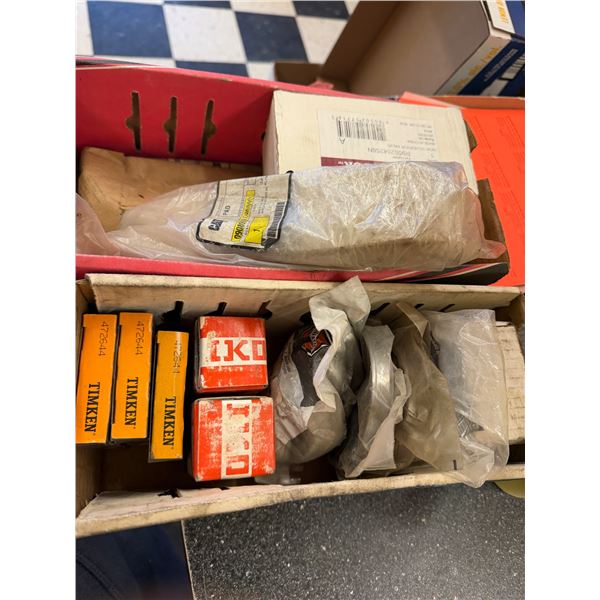 Assorted bearings and clamps and other items