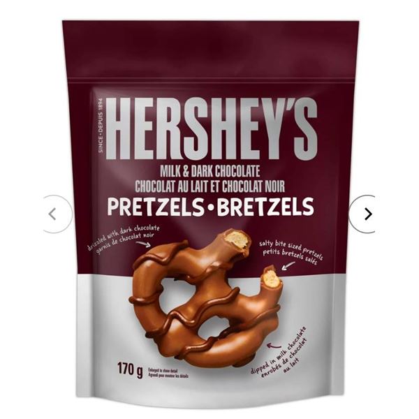 Lot of 5 Hershey’s Milk & Dark Chocolate Pretzels, 170g Each