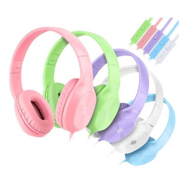 Lot of 2  Sonitum Stereo Wired Over-Ear Headphones with 3.5mm Jack **WHITE AND PURPLE**