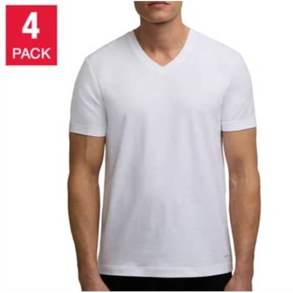Kenneth Cole New York 4-Pack Cotton Stretch V-Neck T-Shirts L/G