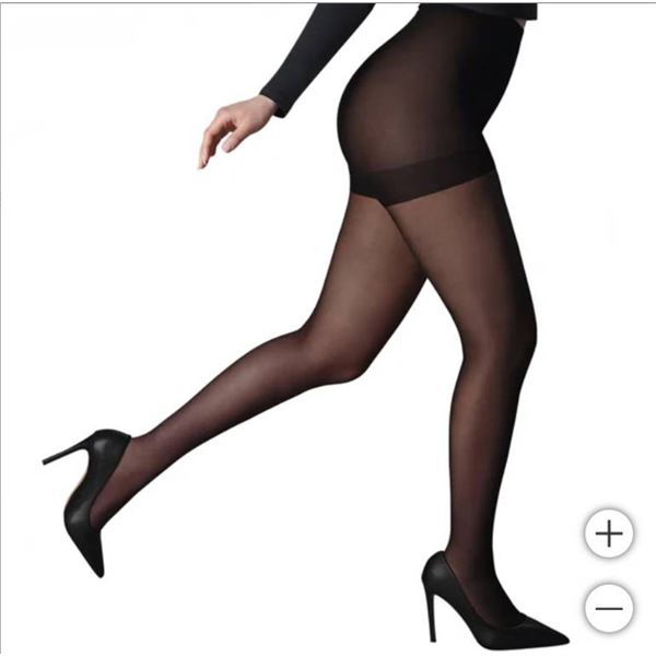 Silks Run Resistant Control Top Tights, 6 Pairs, Size D, Black