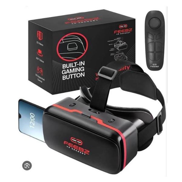 Feebz VR Headset RED-1 with 3D Viewing and Adjustable Lenses