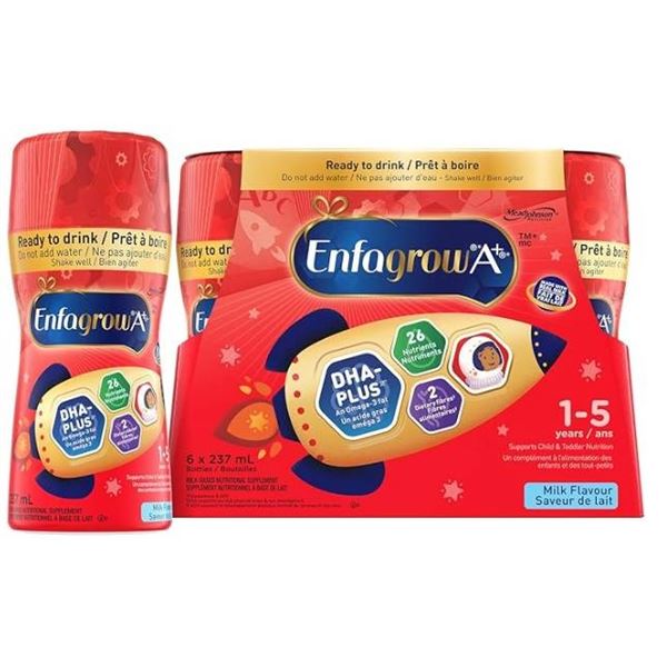Enfagrow A+ DHA-Plus Milk Flavor Nutrition Drink 6 x 237 mL Bottles (1-5 Years)