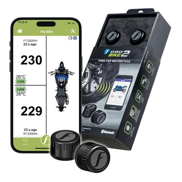 FOBO Bike 2 TPMS for Motorcycle, Bluetooth-Compatible
