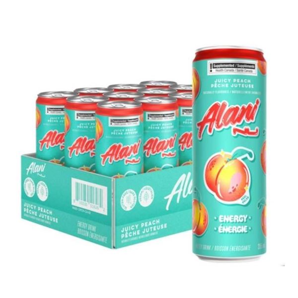 Alani Nu Juicy Peach Energy Drink 12-Pack, 12 fl oz Cans