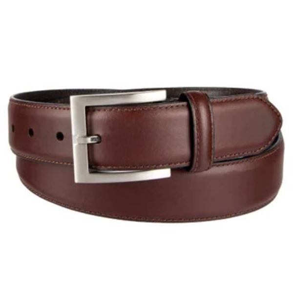 Kenneth Cole Men’s Brown Leather Belt with Metal Buckle, Size Medium M/M