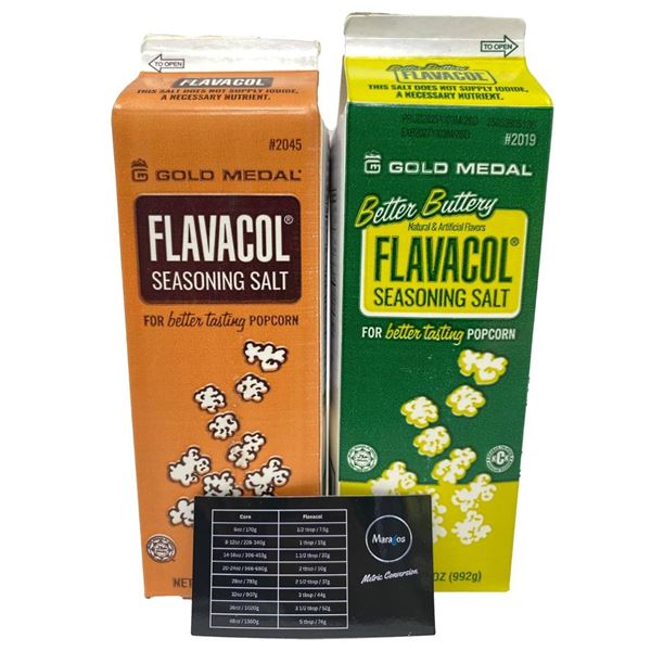 Gold Medal Flavacol Seasoning Salt Combo Pack with Maragos Metric Conversion Chart, Original and Bet