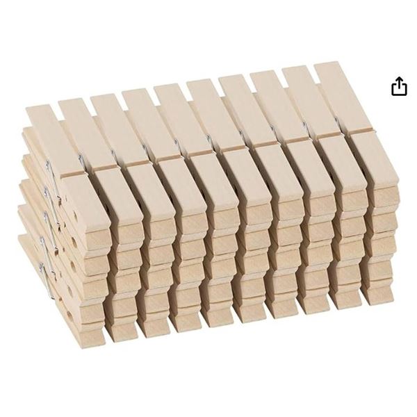 Lot of 2 – Pack of 50 Wooden Clothespins in a Natural Wood Finish