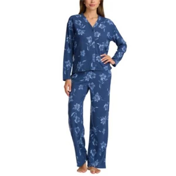 Splendid 2-Piece Pajama Set in Blue Floral Design, Size M