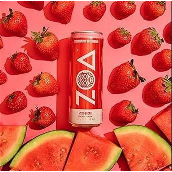 ZOA Strawberry Watermelon Energy Drink 355 mL, Zero Sugar, 12-Pack