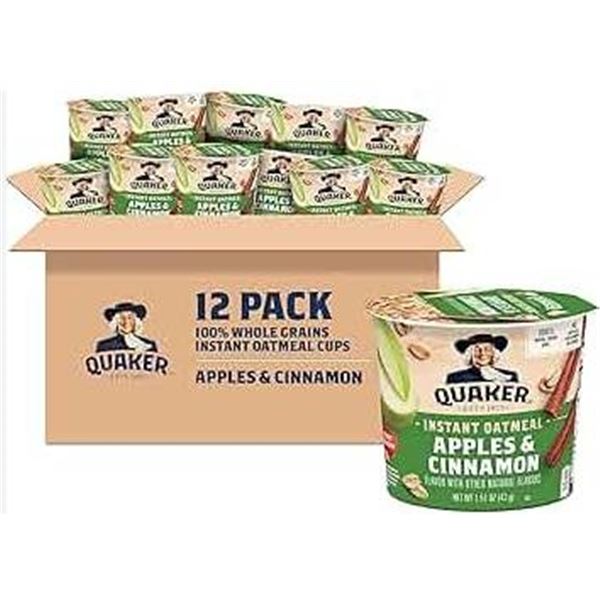 Quaker Instant Oatmeal Apples & Cinnamon 12-Cup Set, 43g Each