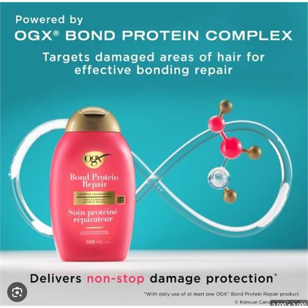 OGX Bond Protein Repair Shampoo – 2 Bottles, 385 mL Each