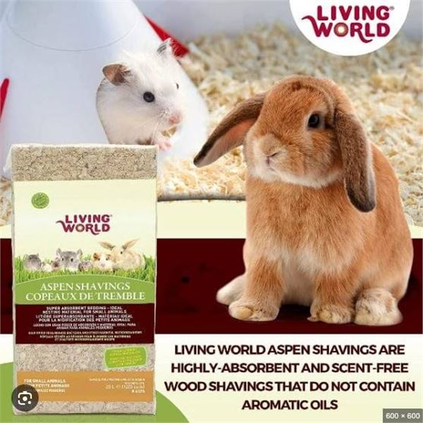 Living World Aspen Shavings Bedding for Small Animals, 20L