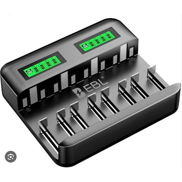 EBL 8-Bay Smart Battery Charger For AA/AAA NiMH/NiCD Lithium Batteries