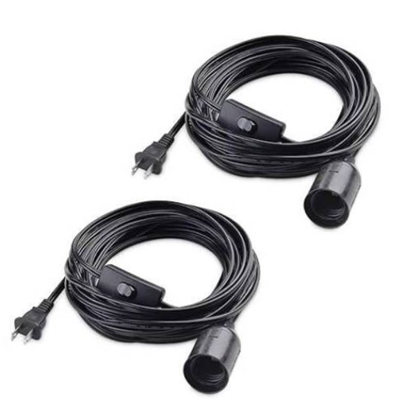 Cable Matters 2-Pack Hanging Light Cord with Switch – 25ft, Pendant Light Cord with Plug, B