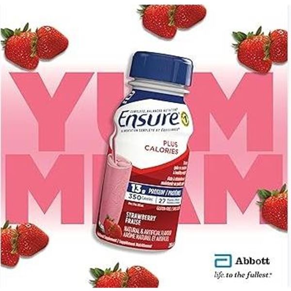 Ensure Plus Calories Nutritional Supplement, 24 x 235 mL Strawberry