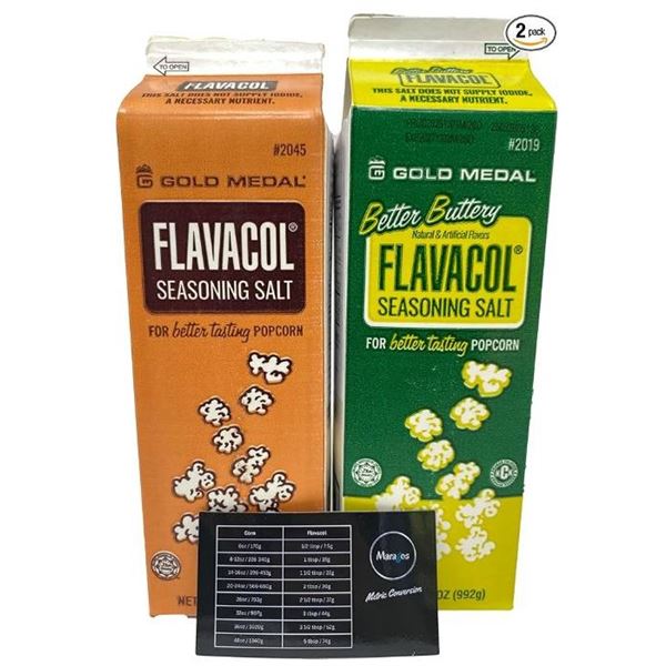 Gold Medal Flavacol Seasoning Salt, 35 oz, Set of 2 Variants (Yellow and Orange)