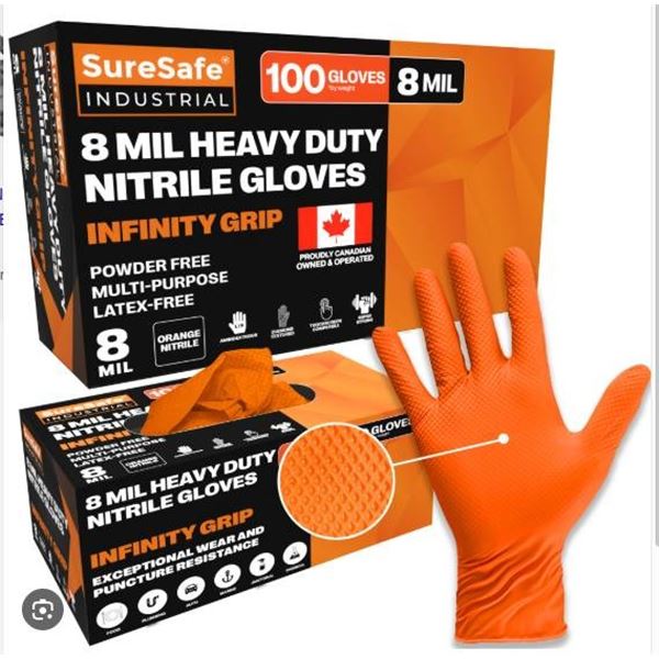 1 box SureSafe Industrial Infinity Grip 8 Mil Heavy Duty Nitrile Gloves – XL Size [x=#8211/