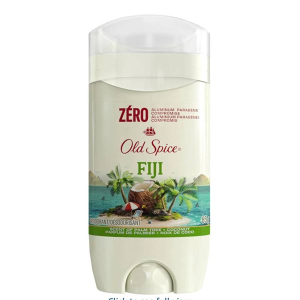 Lot of 4 Old Spice Fiji Deodorants, 85g Each, Zero Aluminum, Paraben-Free