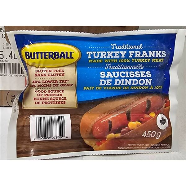 Butterball Traditional Turkey Franks 12x450g