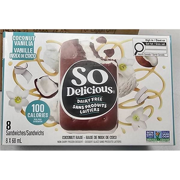 So Delicious Dairy-Free Coconut Vanilla Ice Cream Bars, 8-Pack