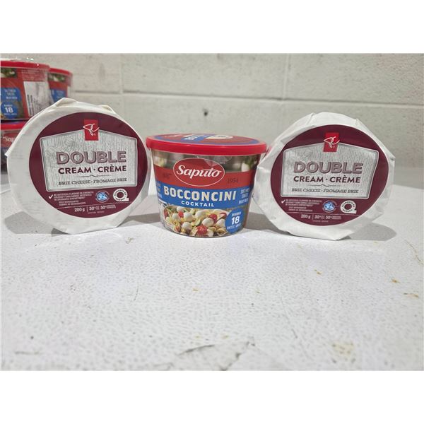 2 Double Cream Brie Cheese and 200g Saputo Bocconcini Cocktail 3-Piece Assortment **FROZEN**