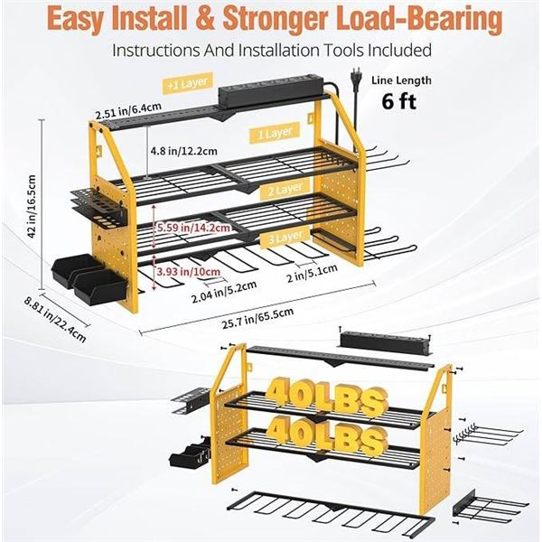 Power Tool Organizer Wall Mount with Multiple Storage Compartments