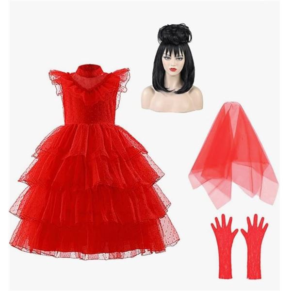 Lydia Deetz Cosplay  Costume Red Bride