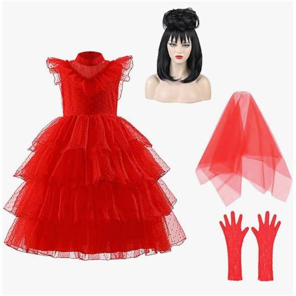 Lydia Deetz Cosplay  Costume Red Bride