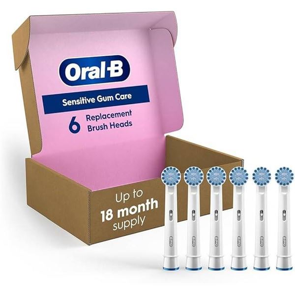 Oral-B Sensitive Gum Care Electric Toothbrush Replacement Brush Heads, 6 Count