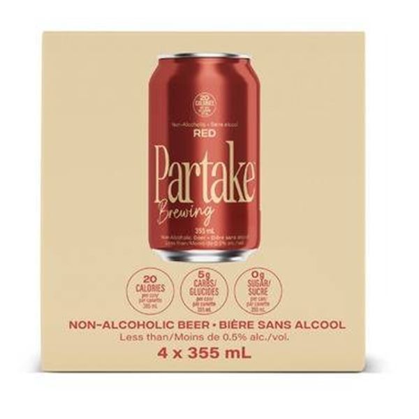 Partake Brewing Red Non-Alcoholic Beer, 24 Total Cans, 355 mL Each